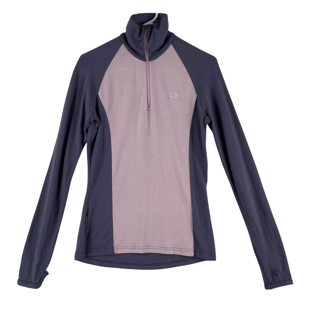 Icebreaker Womens Bodyfit 260 Half Zip Merino Base Layer SZ M Purple Colorblock